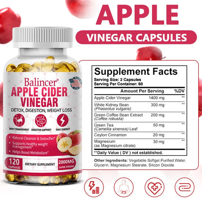 BioHack Balincer Apple Cider Vinegar Capsules – Healthy Fat Burning, Digestion, Detoxification, and Immunity Boost