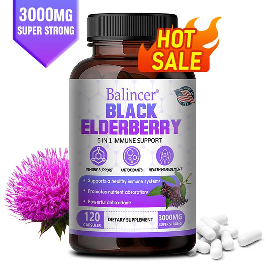 BioHack Black Elderberry Capsules – Immune Health & Skin Support with Vitamin C & Zinc