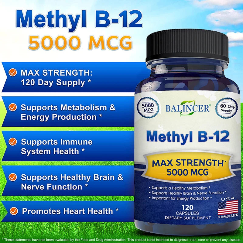 Vitamin B12 – 5000 MCG Methylcobalamin for Brain & Heart Function